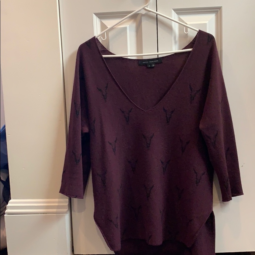 Maroon Skull Cashmere Sweater